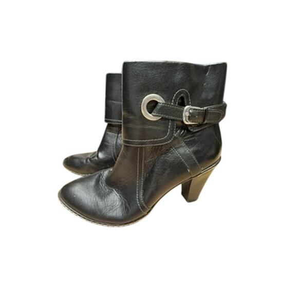 "EURO SOFFT" Black Ankle Booties Pirate SZ 7M Women 3" Heel Side Zipper Leather - Picture 3 of 13